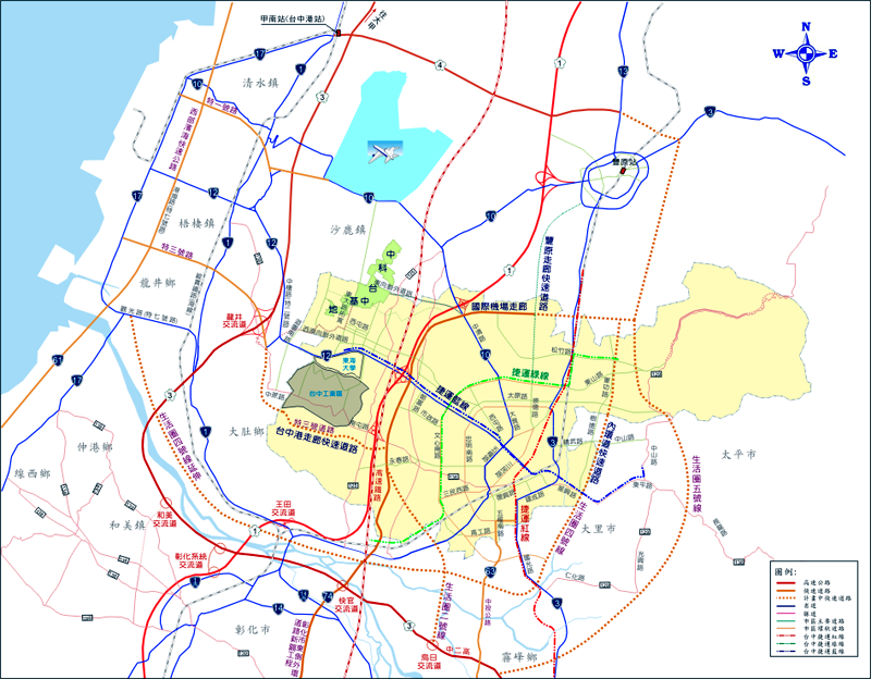 新政府力挺「區域聯合治理」，中彰投區將以台中市為發展核心，南向彰化，東向南投建構便利交通網，帶動各種產業發展。（摘自網路）