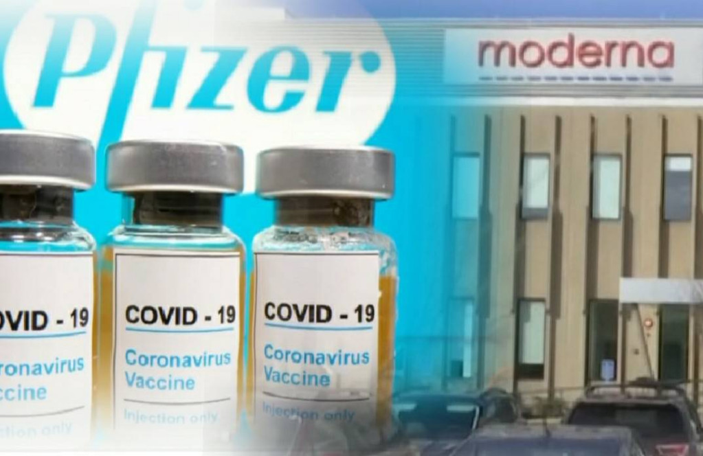美國生物製藥公司莫德納（Moderna）和輝瑞（Pfizer）製藥公司，先後宣布其研發的新冠病毒疫苗臨床試驗顯示，有效率均超過90%以上。示意圖／擷自PBS News hour，公視網路新聞，民報合成