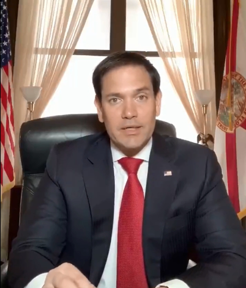 參議院情報委員會代理主席魯比奧參議員（Sen. Marco Rubio, R-FL）批評拜登所提名的國安部門領袖人選「將會有禮且有序地照看著美國的衰落」。圖／擷自魯比奧推特影片