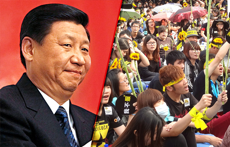 習近平，以及習自己安插在國台辦的人馬，至今卻還未對太陽花口出惡言。（圖片：網路資料、資料照，民報合成）