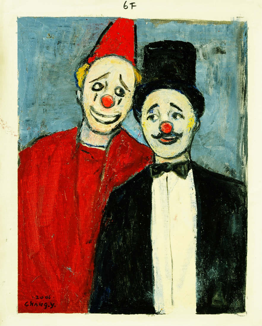 張義雄油畫作品~雙小丑