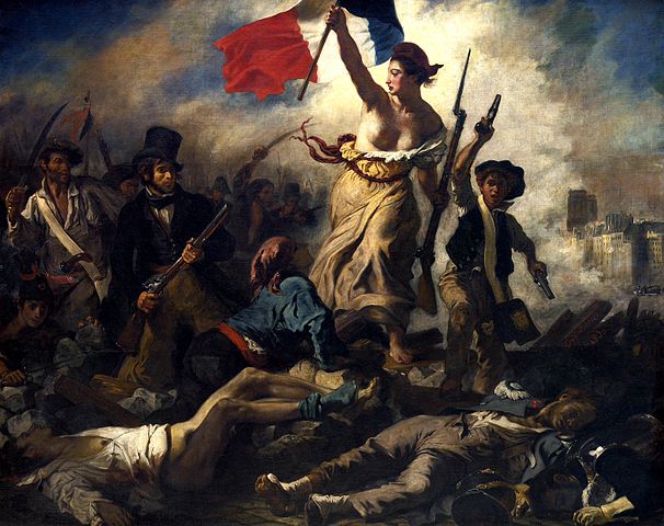 法國畫家德拉克羅瓦(Eugène Delacroix)所繪製的「自由引導人民」，紀念1830年法國的七月革命。在大革命的風潮中，民族主義萌芽茁壯，並由此衍生出「人民主權、主權在民」思潮。(圖片: 維基百科)