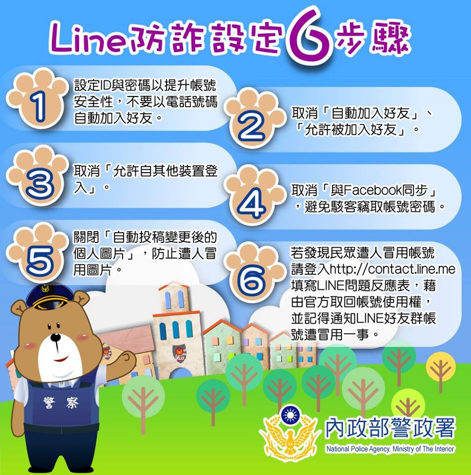 Line為現今常用的社交工具，也成為詐騙集團用來詐財的工具。資料來源／智慧警政行動警察（I.M.Police）