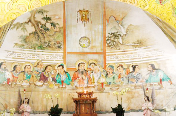 鹽水天主堂最後的晚餐壁畫。(台南市政府提供)