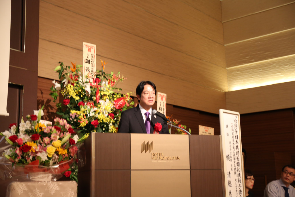 行政院前院長賴清德今（12）日應邀在日本東京發表「台灣與日本共同面臨的挑戰與機會」主題演講。圖／賴清德團隊提供