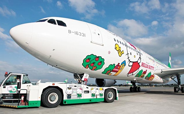 長榮航空的Hello Kitty彩繪機也將登陸歐洲，搶攻歐洲的Kitty迷市場。（網路資料）