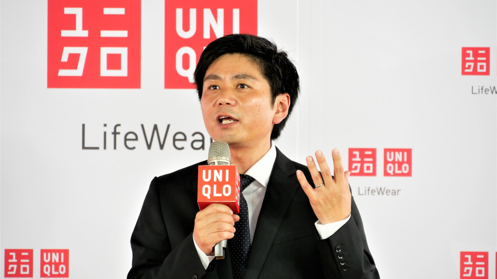 UNIQLO九如路店將於４／２０正式開幕，今舉辦內覽會，UNIQLO台灣董事長兼執行長黑瀨友和今18日(三)南下為高雄九如店20日開幕暖身。(圖//陳俊廷)