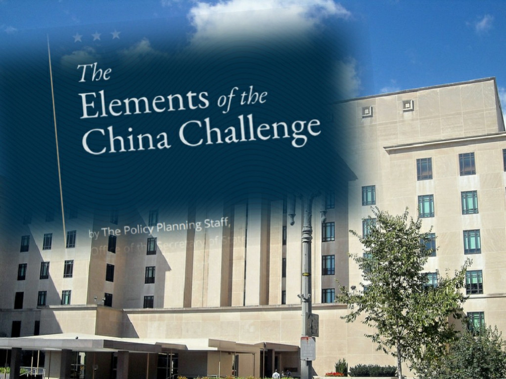 美國國務院11月17日發表的名為《中國挑戰的方方面面》（the Elements of the China Challenge）的研究報告。示意圖／擷自維基百科，公有領域，美國之音，民報合成