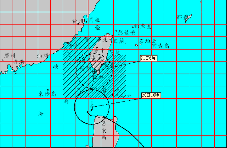 輕度颱風鳳凰中心離開菲律賓陸地後，在巴士海峽上一度呈現滯留。（擷自中央氣象局網站）