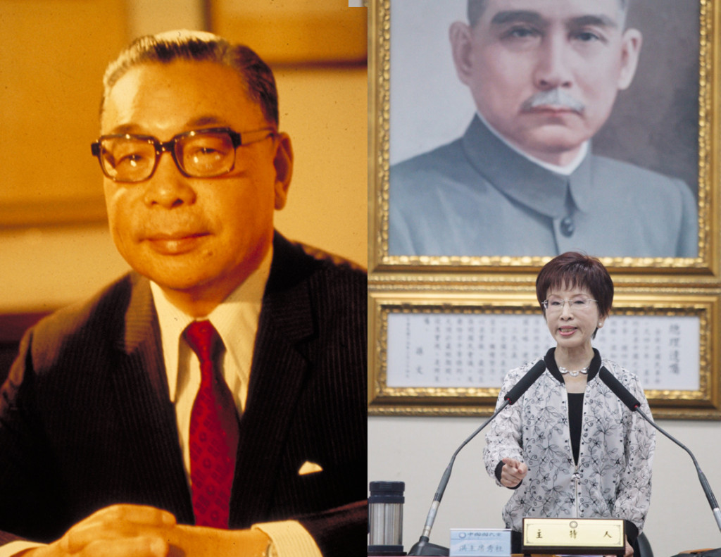 前總統蔣經國(左)及國民黨黨主席洪秀柱(右)。圖/分別取自維基百科(公有領域,中華民國行政院)及本報資料照(張良一攝)