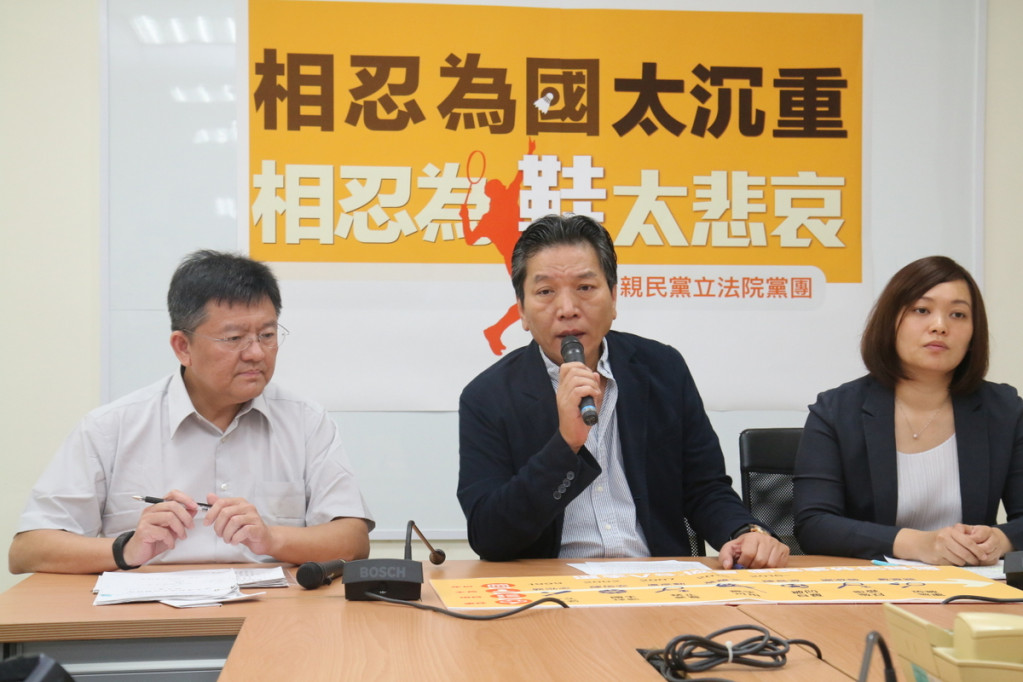 親民黨團舉行記者會，要求體育發展應提升位階、強化體育教育，並成立財團法人運動發展研究院、國家級選手生活照顧基金等。圖／何豪毅攝