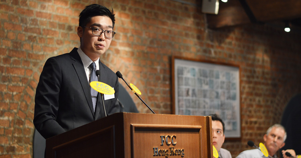 香港民族黨召集人陳浩天受香港外國記者會（FCC）邀請，於14日發表港獨演講，成為港獨議題的一次重大事件。圖／取自香港外國記者會