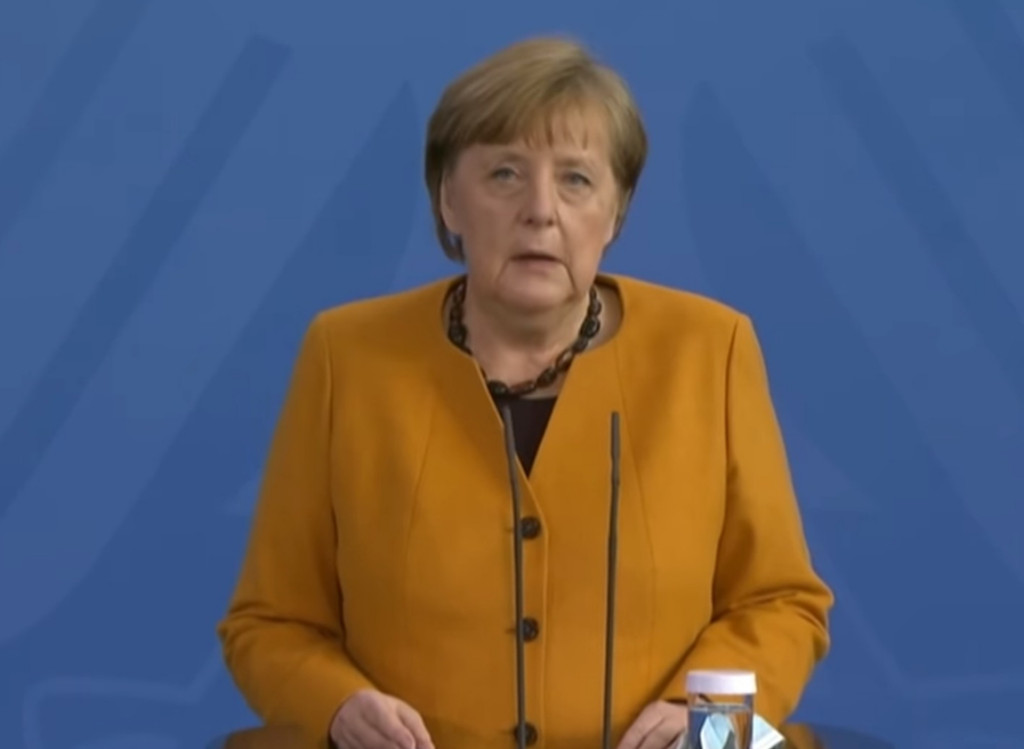 德國總理梅克爾在3月24日，在電視上宣布收回受難周整日宵禁令，並且表示要一個人承擔責任，向大家道歉。圖／擷自DW影片