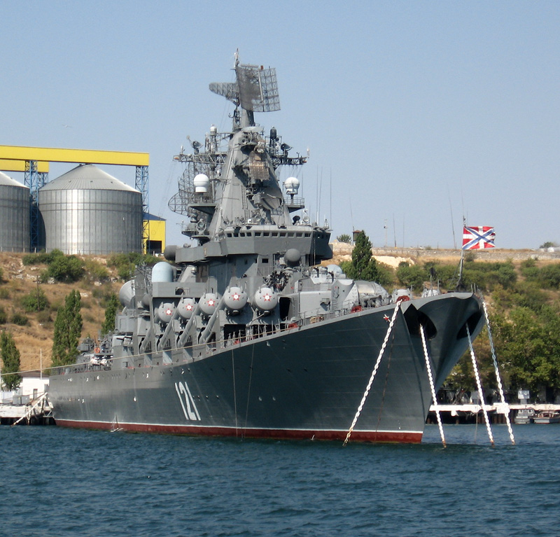 俄羅斯海軍1164型(北約代號為光榮級)飛彈巡洋艦「莫斯科號」，隸屬黑海艦隊，曾對敘利亞境內的伊斯蘭國勢力發射巡弋飛彈。圖/民報資料庫取自維基百科