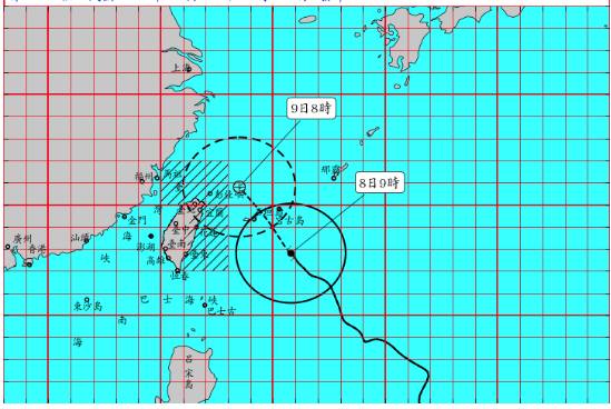 利奇馬颱風增強為強烈颱風，中央氣象局今(8)日上午8時30分發布陸上颱風警報。圖／取自中央氣象局