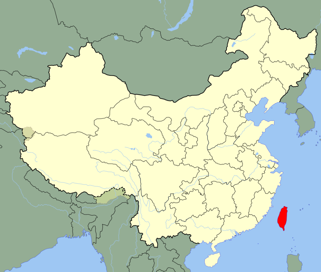 台灣、中國分立地圖。圖片/Wikimedia Commons