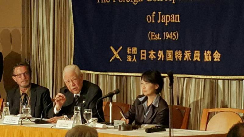李登輝今在日本外國特派員協會發表演說，強調要把「生為台灣人的悲哀」轉換為「生為台灣人的幸福」做為畢生努力目標。（李登輝辦公室提供）
