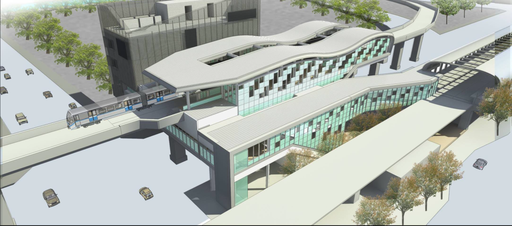 解決捷運與台鐵高架無共構冏境，台中市府促成兩站體連通道工程。圖／台中市府提供