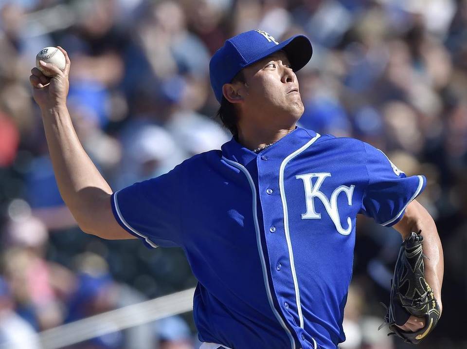 水啦，16球搞定一局，無安打無失分。這是王建民繼今年初登板後援解決雙城之後，又再一次拿雙城進補。（資料圖片：堪薩斯市皇家隊）