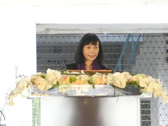 楊翠在景美人權文化園區舉辦的世界人權日紀念活動中，代表政治受難者家屬致詞，她強調受難者家屬受到二度三度傷害的創痛難以平復，歷史正義必須擴及受難者家屬，才能召喚社會正義。圖／李書璇