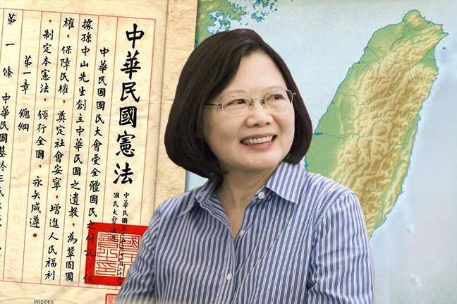 小英的憲政體制，清清楚楚。就是台灣70年來民主憲政發展經驗和結果的總和。絕對不僅是1947年南京制訂、1949年後已半死不活、和台灣沒有民主政治發展關係的ROC憲法。（網路、民報資料照，民報合成）