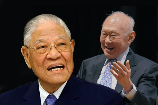 李登輝（左）肯定李光耀（右）當年帶領新加坡人民獨立建國，帶領新加坡成為亞洲四小龍之首。（網路資料，民報合成）