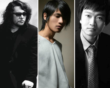 冒充耳聾作曲家的「日本貝多芬」佐村河內守(左)被揭發一月後，承認作假向社會道歉；被譽為日本韓寒的加藤嘉一(右)，承認學歷造假，一天之內道歉。但本文作者說，他無法理解的是，中國的韓寒(中)五年前被海內外鋪天蓋地的文章揭露是中國文壇歷史以來最大騙局，可是為何至今還是有市場？原來是有一群沒有是非的名人在背後加持所致。圖/民報合成