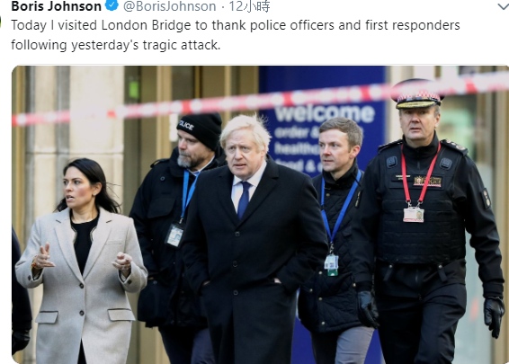 英國首相強生（Boris Johnson）表示，因恐攻判刑確定的受刑人不應提前獲釋。圖／擷自Boris Johnson Twitter