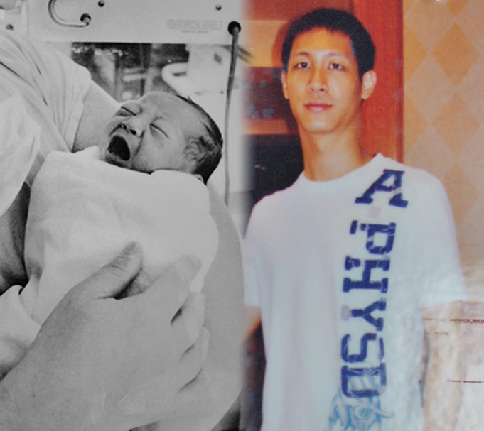 ‎台灣第一位、也是亞洲最「資深」的試管嬰兒「張小弟」出生時的驚天一哭(左)，登上國內外各大媒體。成年後(右)對生命科學感興趣，目前從事生技業、已有一個可愛女兒。圖／張昇平醫師提供、郭文宏翻攝