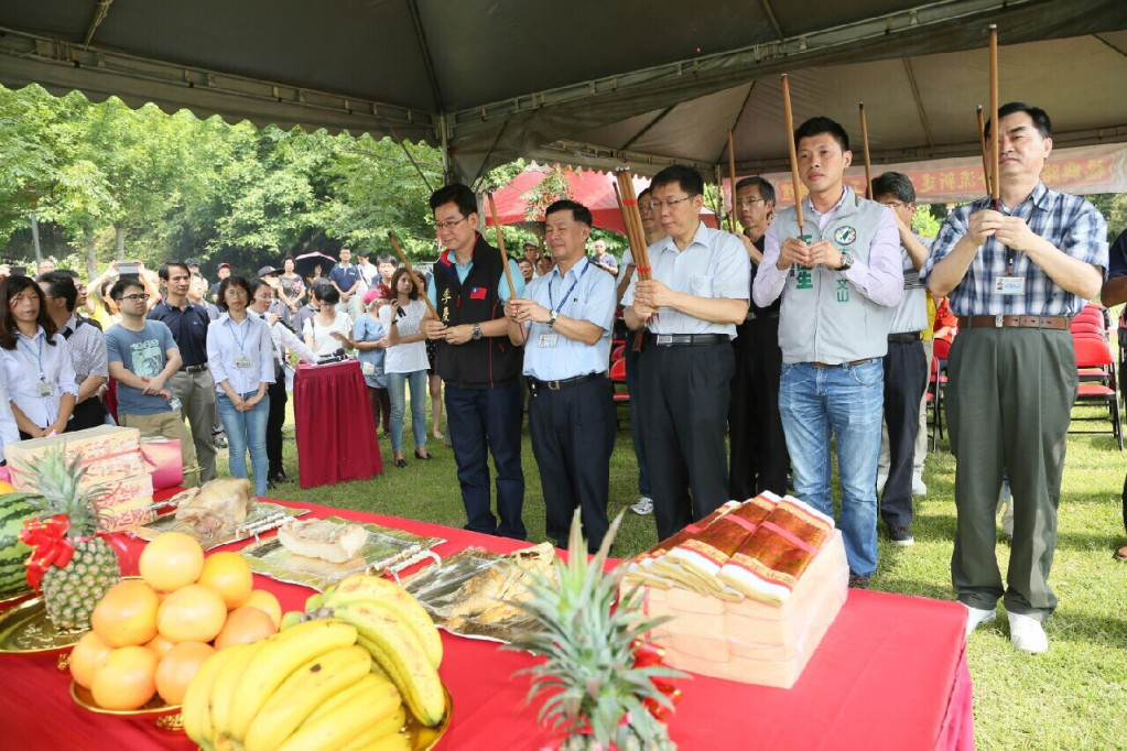 柯文哲今天出席福興路排水分流工程開工典禮。（北市府提供）