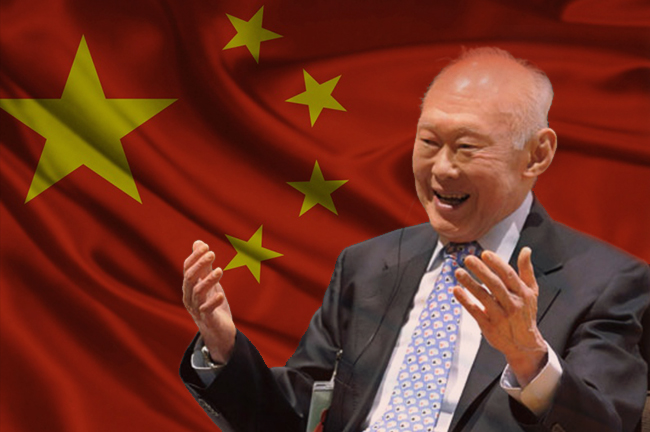 對李光耀的讚美不管言辭多麼絢麗或虛偽，其實都是在稱頌或反諷一個從反共到媚共的專制獨裁者。（網路資料，民報合成）