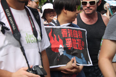由香港泛民發起的遊行，爭取2017年行政長官「真普選」。（中央社檔案照）