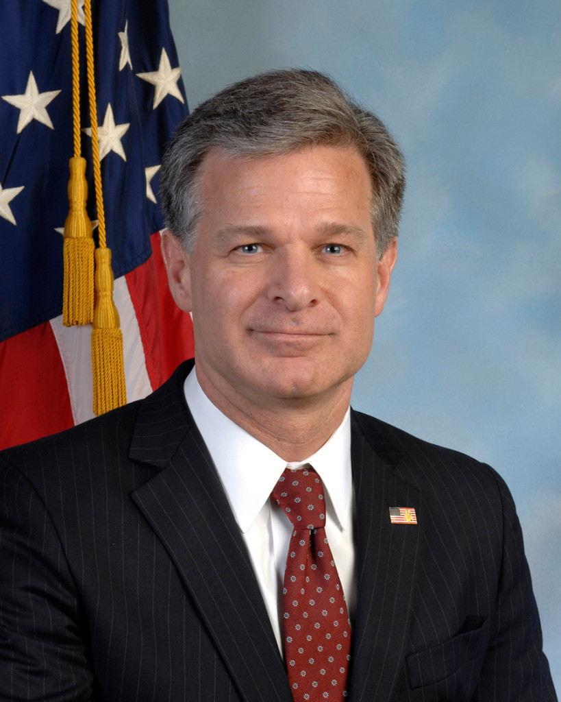 聯邦調查局（FBI）局長克里斯托弗·雷（Christopher A. Wray）接受電視訪問時再次強調，沒有任何國家比中國對美國構成的威脅更大，中國是FBI反諜報工作的首要任務。圖／取自維基網站公開資源