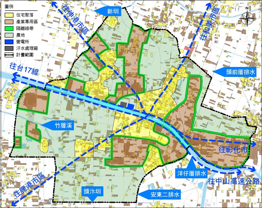 全台最亮眼的頂番婆水五金生產聚落，因違建工廠林立，難以處理，行政院特案採「新訂都市計劃」方式因應，為全台首創，亦為往後立新例。（彰化縣政府）