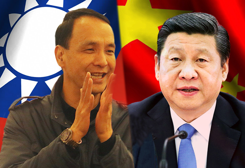 習近平(圖右)在朱習會上提出5點主張,其中第一條就是:堅持「九二共識」、反對「臺獨」,認同大陸和臺灣同屬一個中國,反對「一邊一國」「一中一臺」。(網路資料,民報合成)