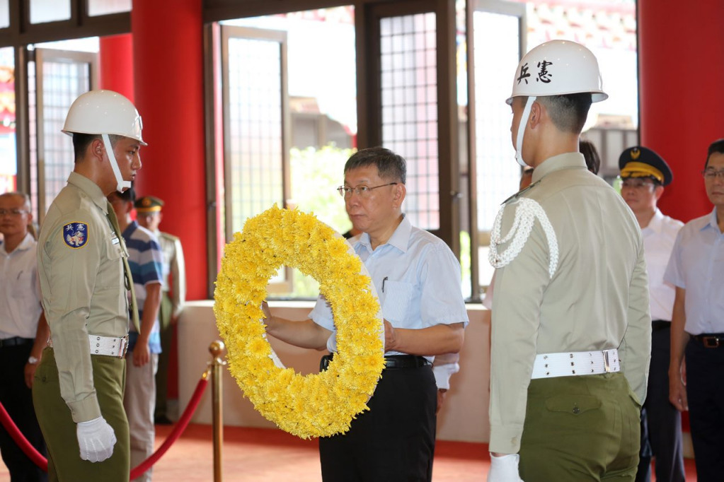 台北市長柯文哲今（3）日出席台北市秋祭忠烈陣〈公〉亡將士典禮。圖／台北市政府