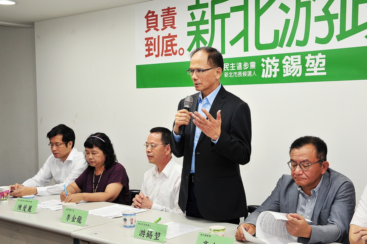 繼柯文哲之後，游錫堃也強調要成立食安專責機構。（朱蒲青攝）