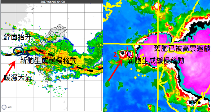 氣象專家吳德榮提醒中南部地區民眾，今天仍有大豪雨現象，要小心防災。(圖/擷取自洩天機教室)