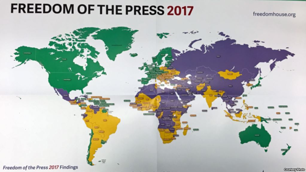 全球只有13%人口享有新聞自由。截圖取自/華盛頓人權組織Freedom House