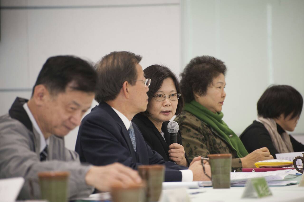 蔡英文上任後，今首度召開中委會議。（朱蒲青攝）