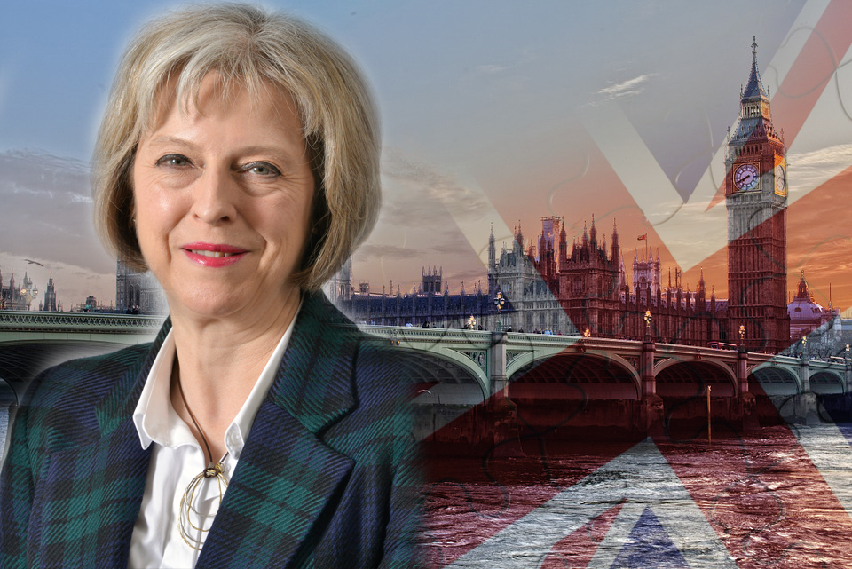 新任英國首相梅依（Theresa May）是繼柴契爾（Margaret Thatcher）之後英國第二位女首相。圖／取自維基百科（Photo: UK Home Office / CC BY 2.0）及 pixabay（CC0 Public Domain），民報合成