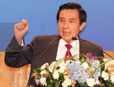 總統馬英九就職7週年，發表《7年奮鬥台灣出頭》演說。（資料照片，中央社）20150520