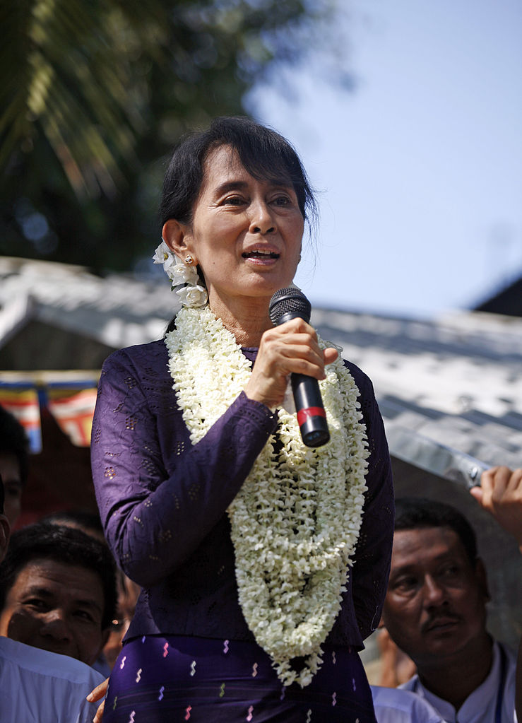 諾貝爾和平獎得主，緬甸民主運動領袖翁山蘇姬。（Wiki Commons, Htoo Tay Zar, 2015.11.10）
