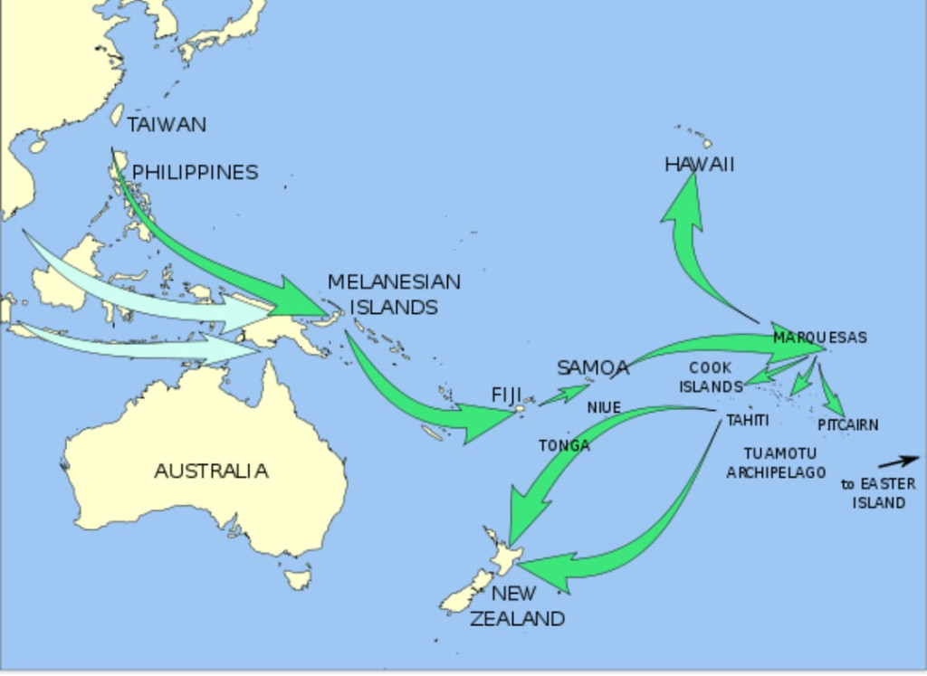 台灣原住民在太平洋的擴散路線。圖取取自/紐西蘭The Hawaiki Project臉書