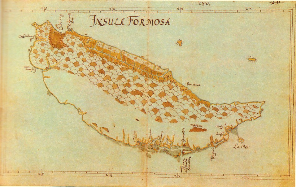 江戶時代的日本，稱台灣這個島為「高砂國」，古時候是無主之地。圖為約1650年荷蘭東印度公司探險家卡斯巴·司馬爾卡頓（Caspar Schmalkalden）所繪製的台灣地圖。圖／擷自維基百科，公有領域