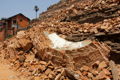 規模7.8的425強震對尼泊爾帶來毀滅性災難。(圖：中央社)104年5月2日