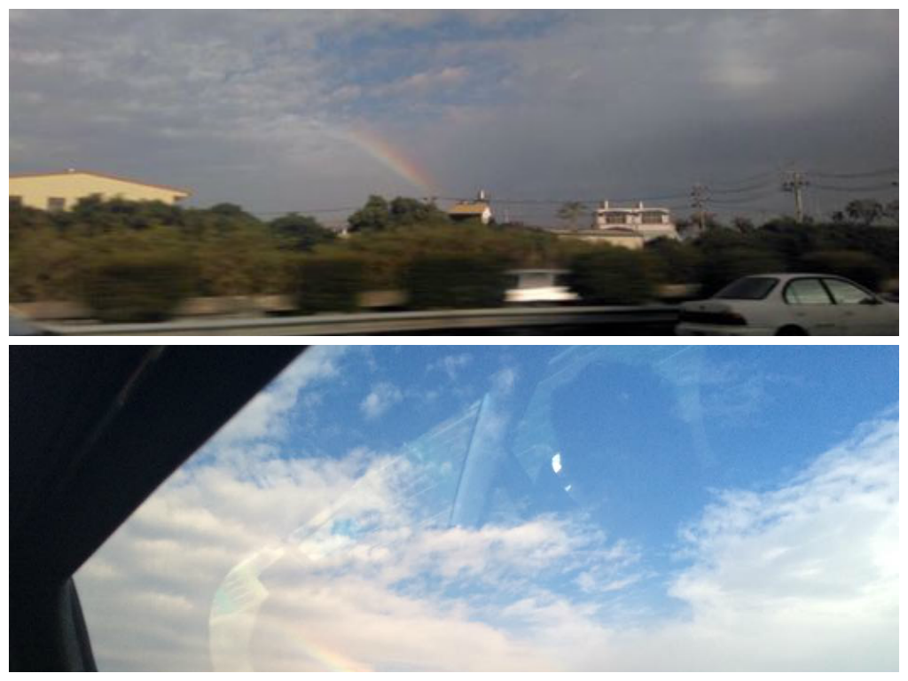 早安,一道彩虹,前往大甲在高速公路上,抬頭的驚喜!(摘自林佳龍臉書)