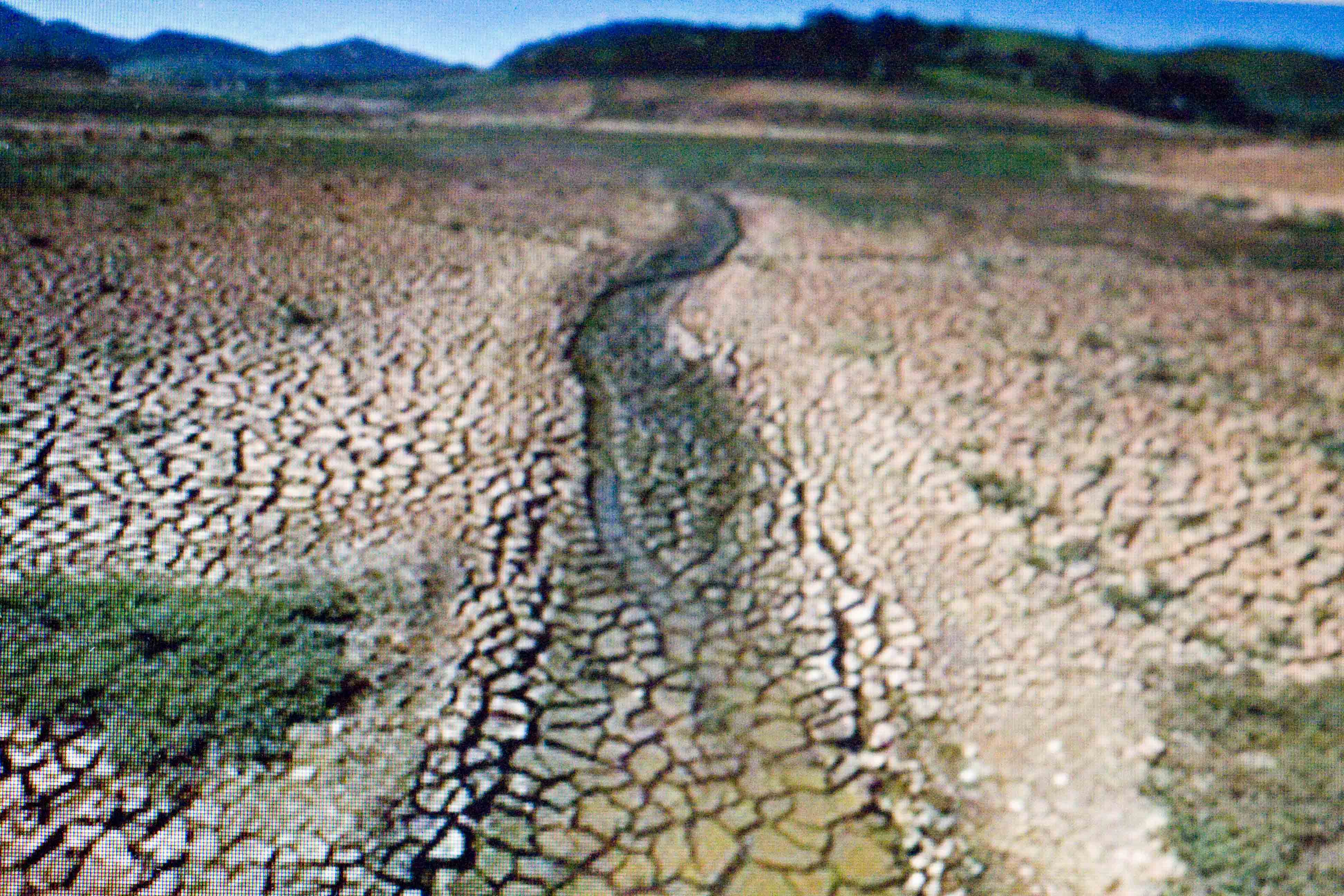 聖保羅主要水源之一的雅卡雷伊河（Jacarei river）出現乾涸見底旱象（網路圖片翻攝）