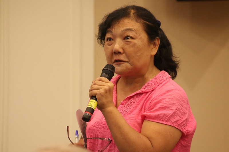 郭廷亮女兒郭志強現身監院喊冤，質疑郭與孫立人案不該切割看待。（記者何豪毅攝）