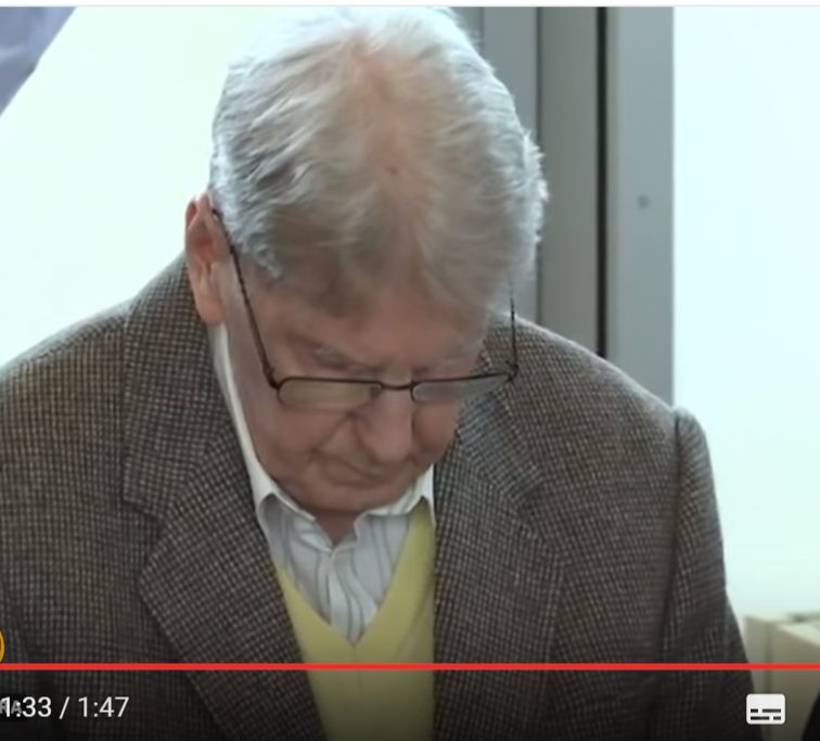 94歲的德國人韓寧，坦承曾在奧斯威辛集中營協助屠殺猶太人，被德國法院以「集體謀殺從犯」罪名判刑5年。(截圖Youtube，來源：Al Jazeera English)